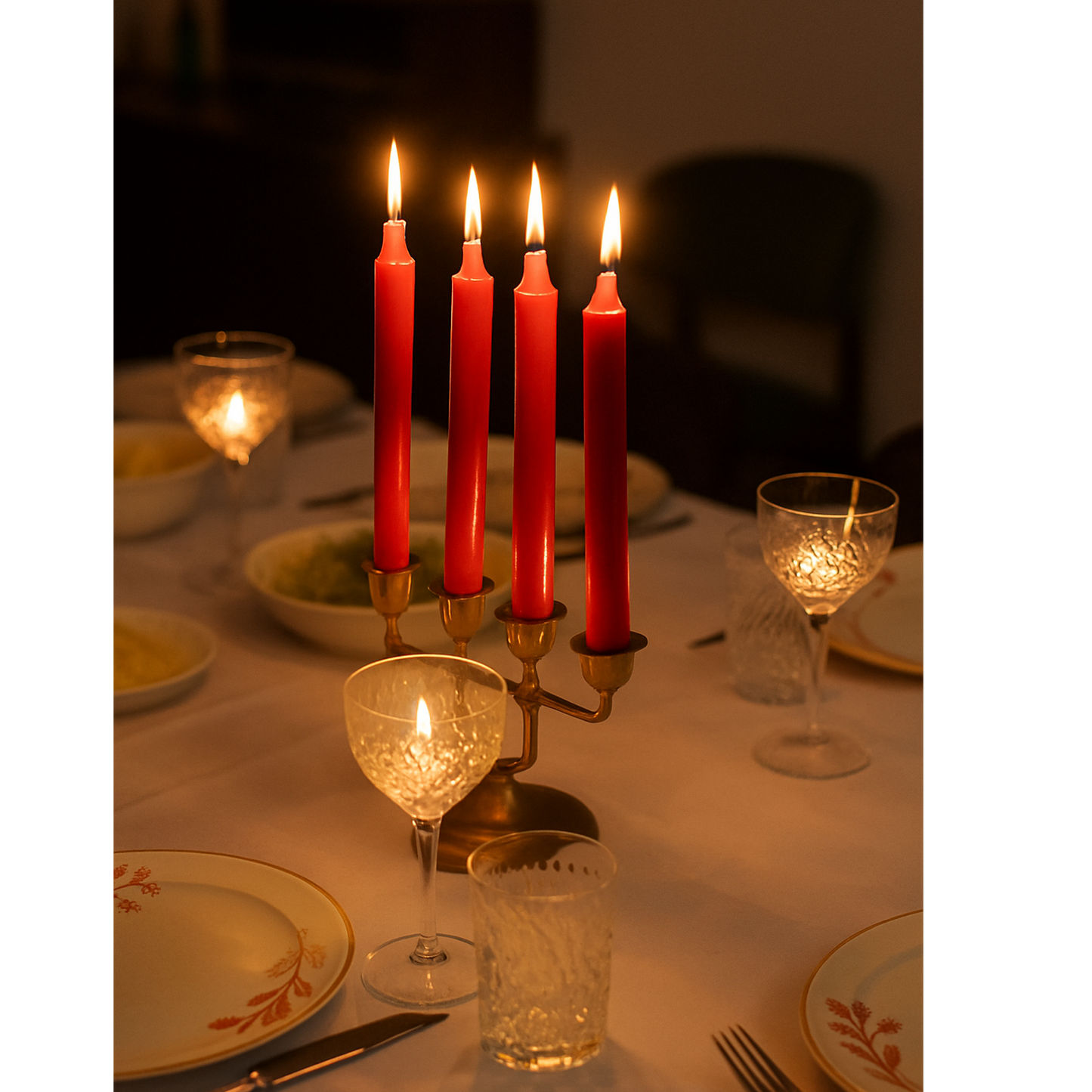 unscented red household candles for holiday decor