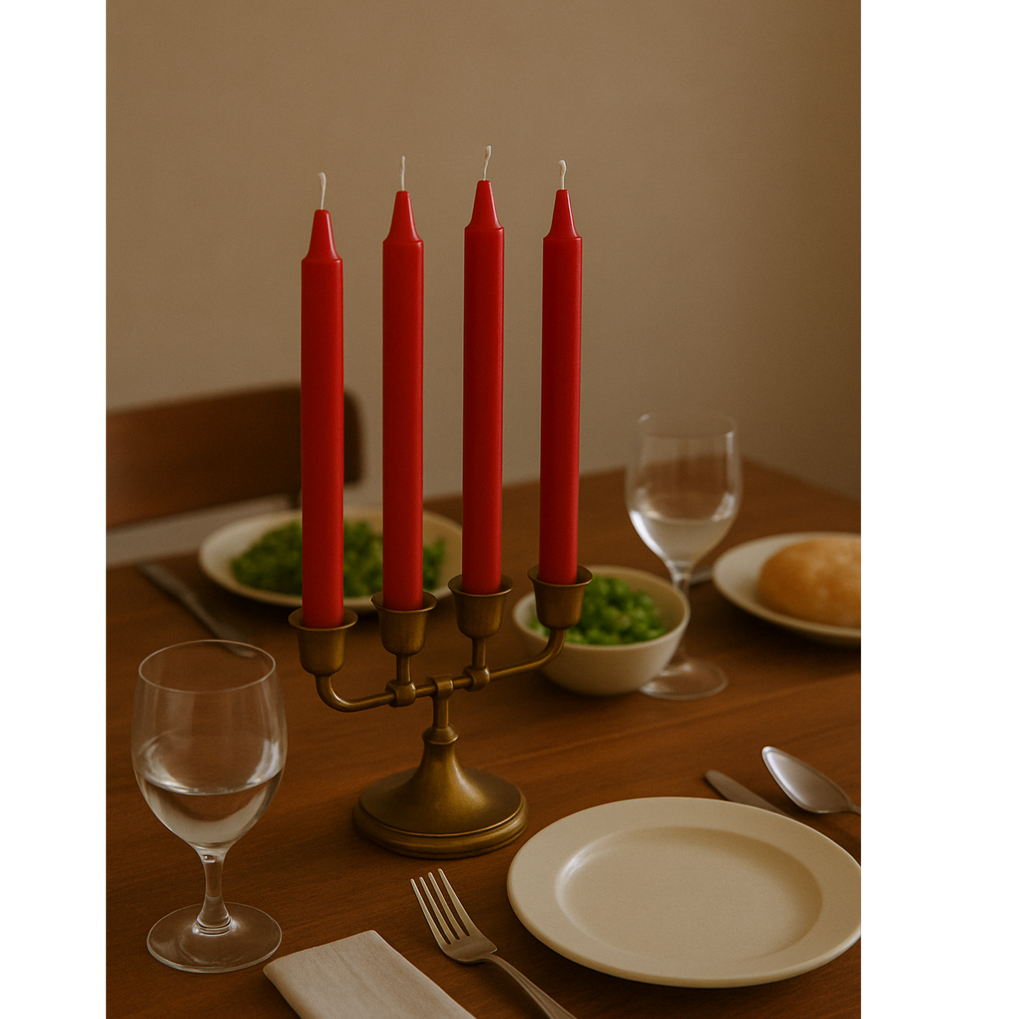 red household taper candles set