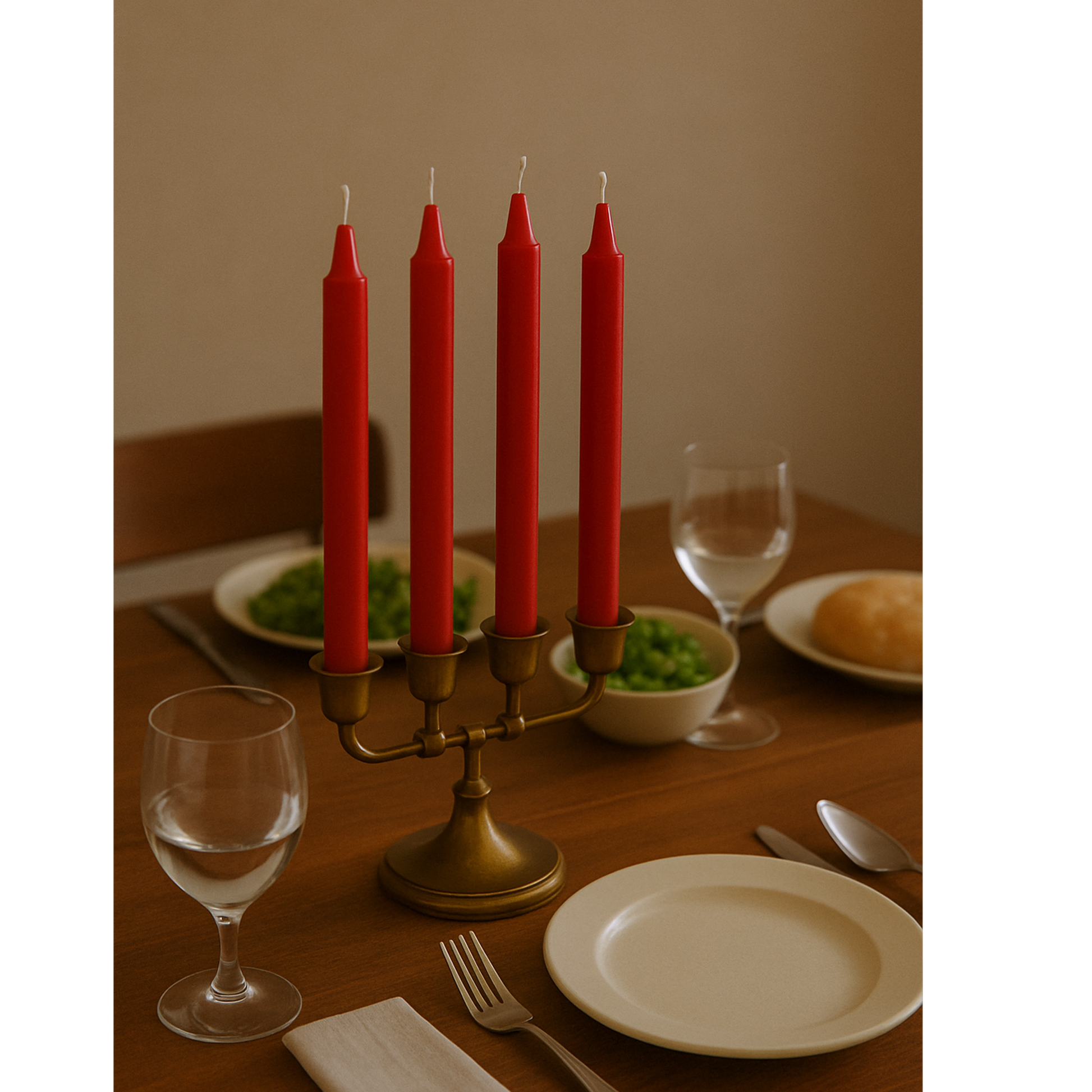 red household taper candles set