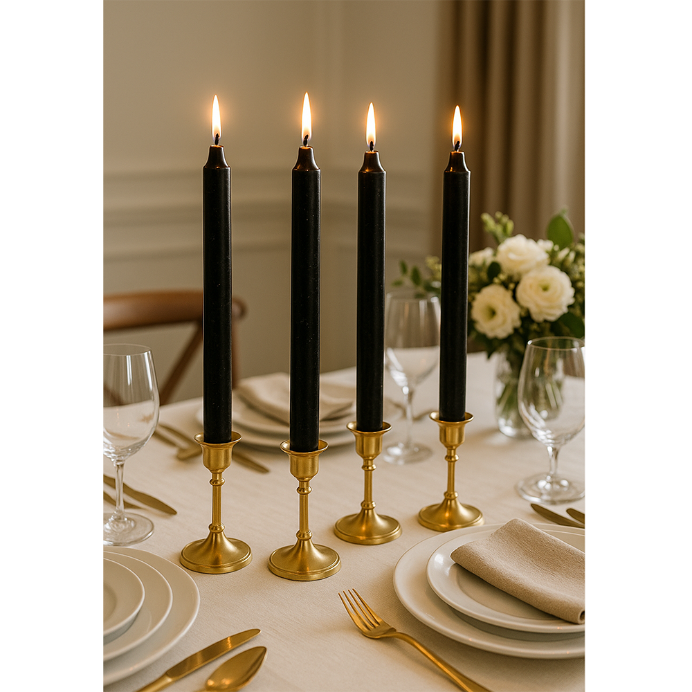Black household candles for everyday home use