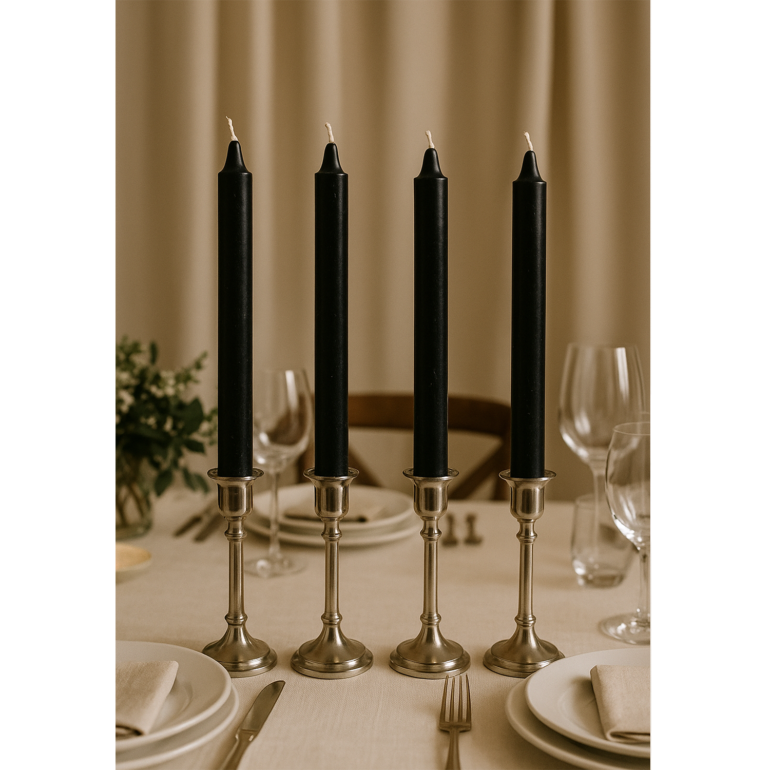 Unscented black household candles for emergency and decor