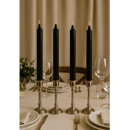 Unscented black household candles for emergency and decor