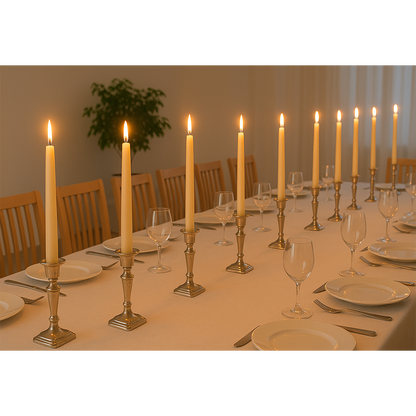Unscented 10 inch white taper candle for dining and events