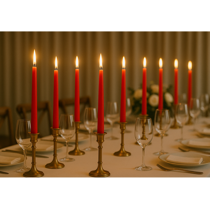 Long red taper candle for centerpieces and event lighting