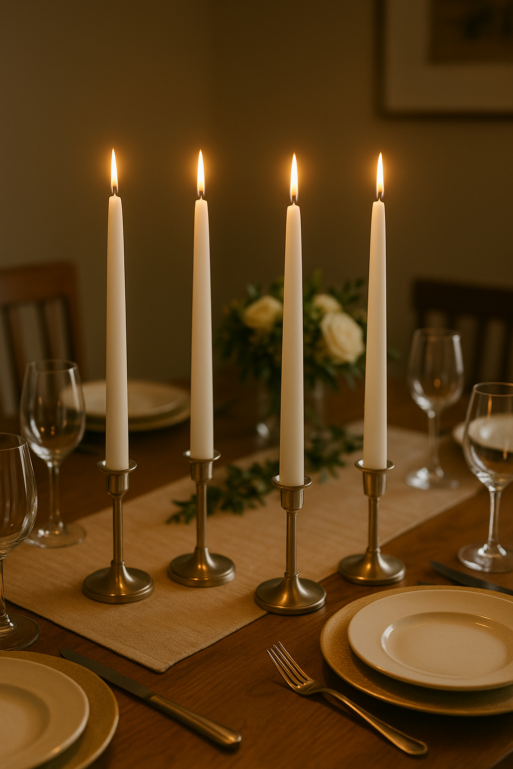 white and ivory tapers for wedding