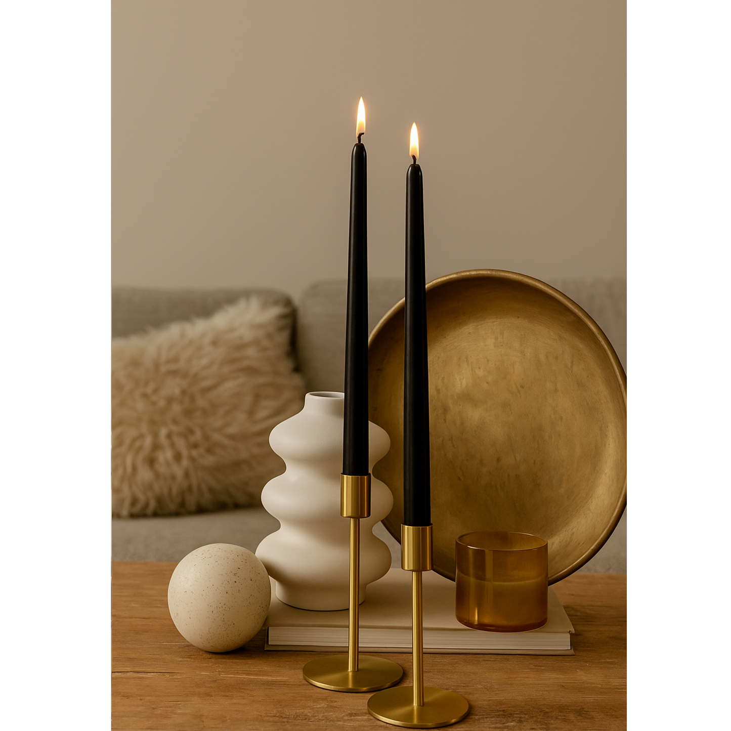 Black taper candle 12 inch for gothic or elegant events