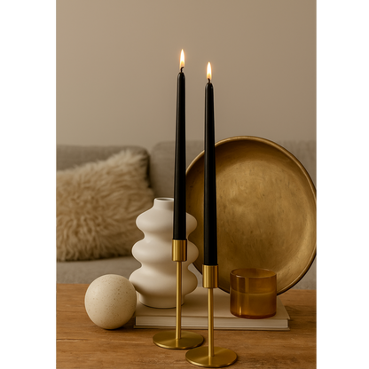 Black taper candle 12 inch for gothic or elegant events