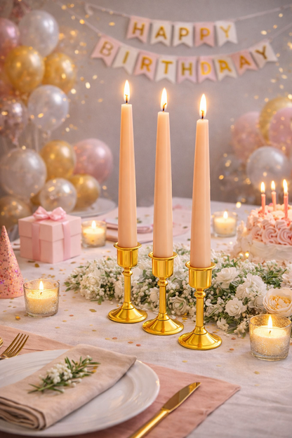 12" Blush Taper Candles for birthday décor 