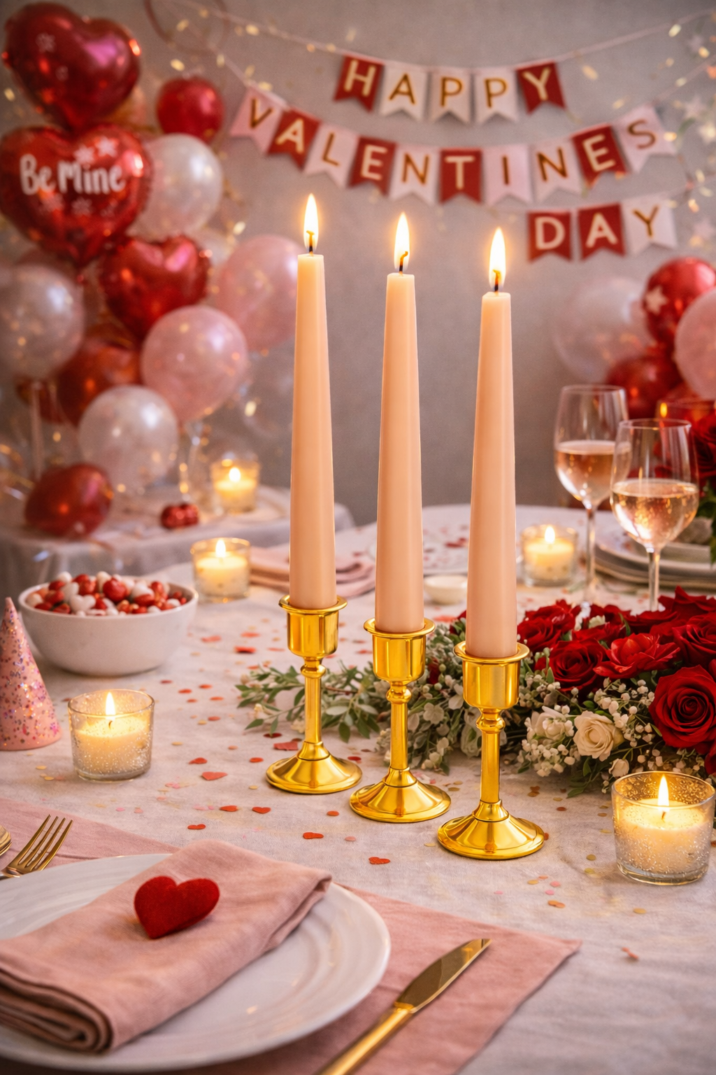 12" Blush Taper Candles for valentines day