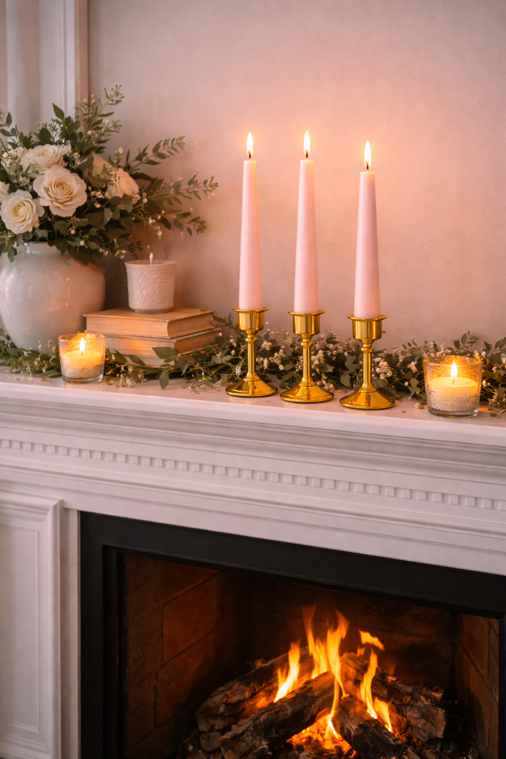 12" Blush Taper Candles for home décor 