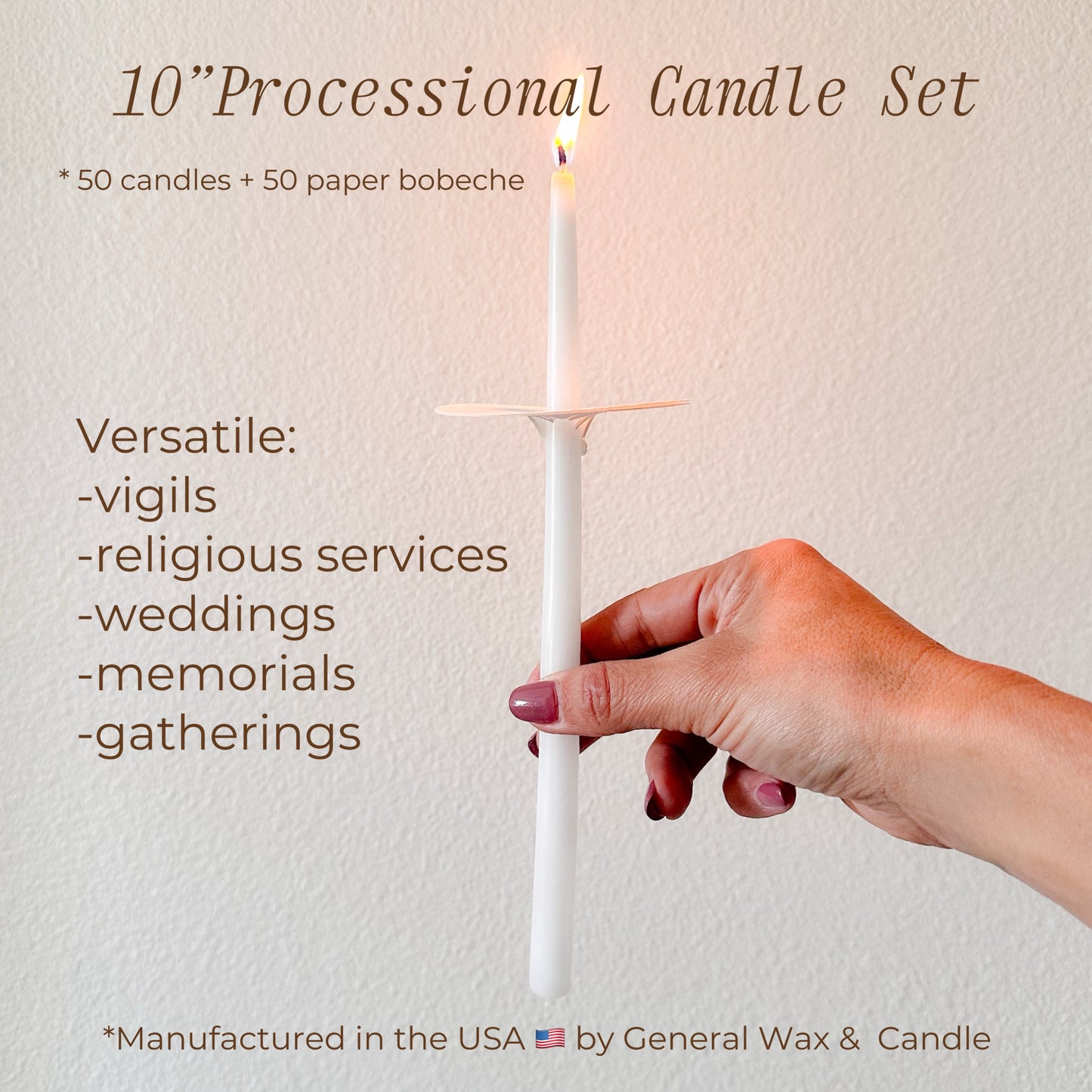 Processional Candles with Bobeches religious services