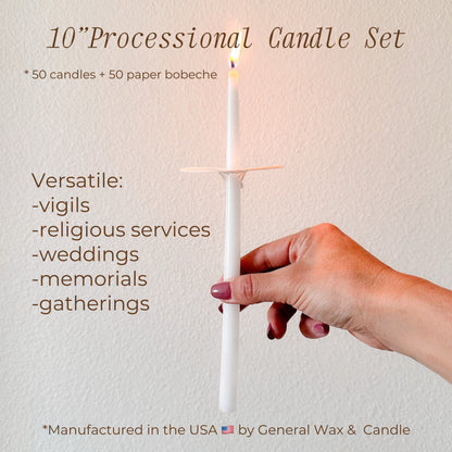 Processional Candles with Bobeches religious services