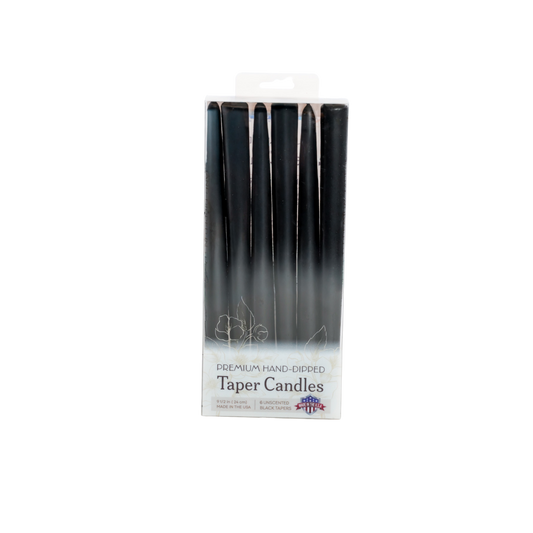 Pack of black taper candles 