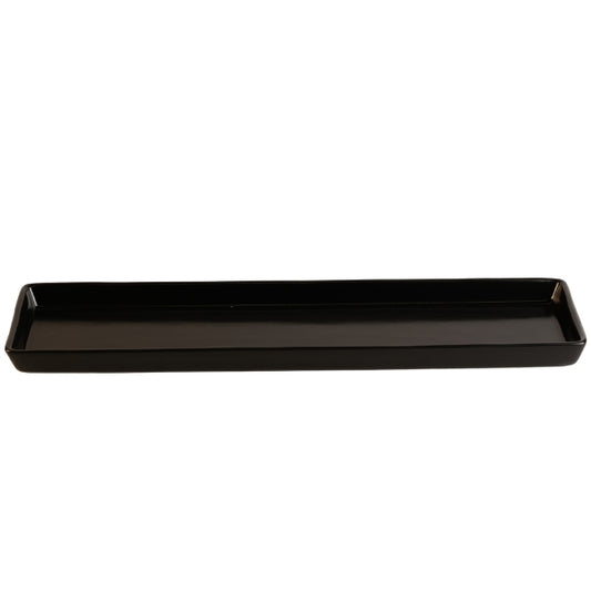 Black ceramic rectangular candle holder tray for pillar and votive candles