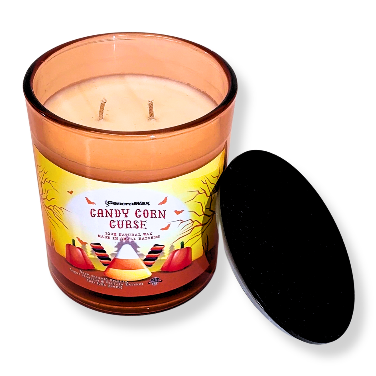 Candy Corn Curse scented candle for Halloween