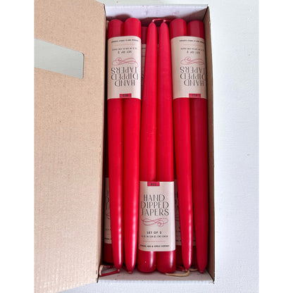 Connected wick 12 inch red taper candles