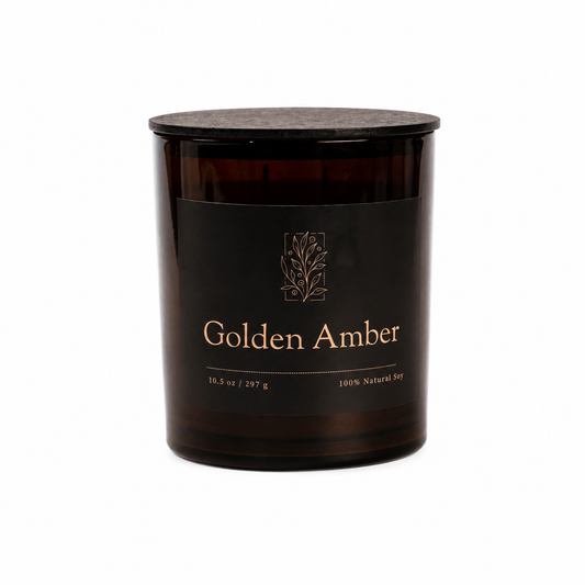 Golden Amber Scented Candle Obsidian Collection Soy Candle
