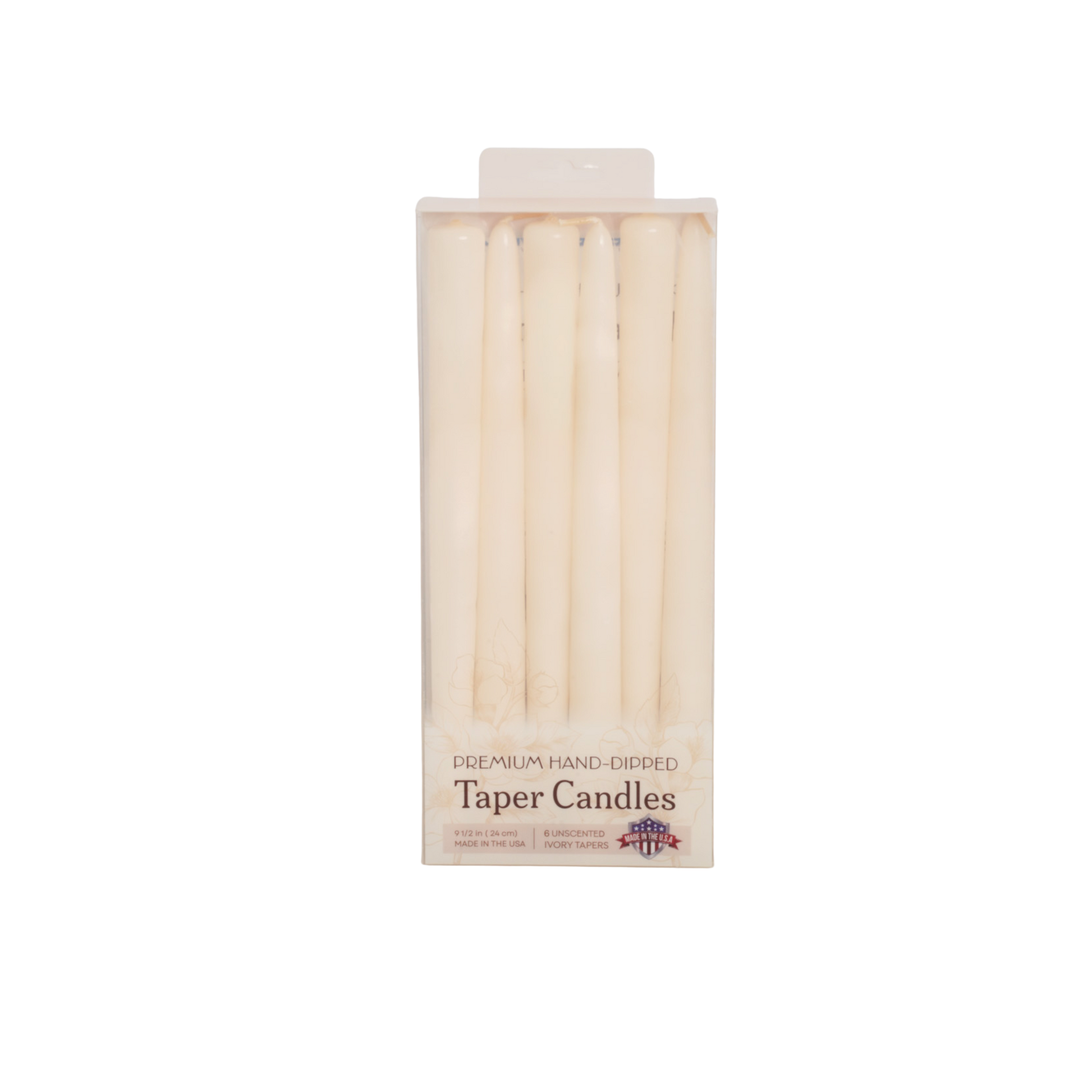 Ivory Taper Candles Premium 10 inch Unscented