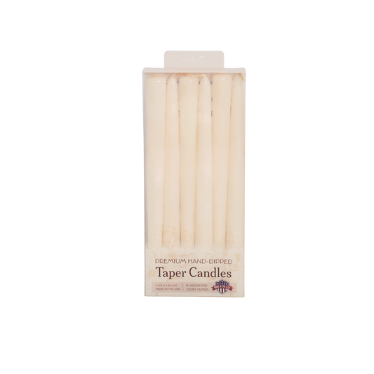Ivory Taper Candles Premium 10 inch Unscented