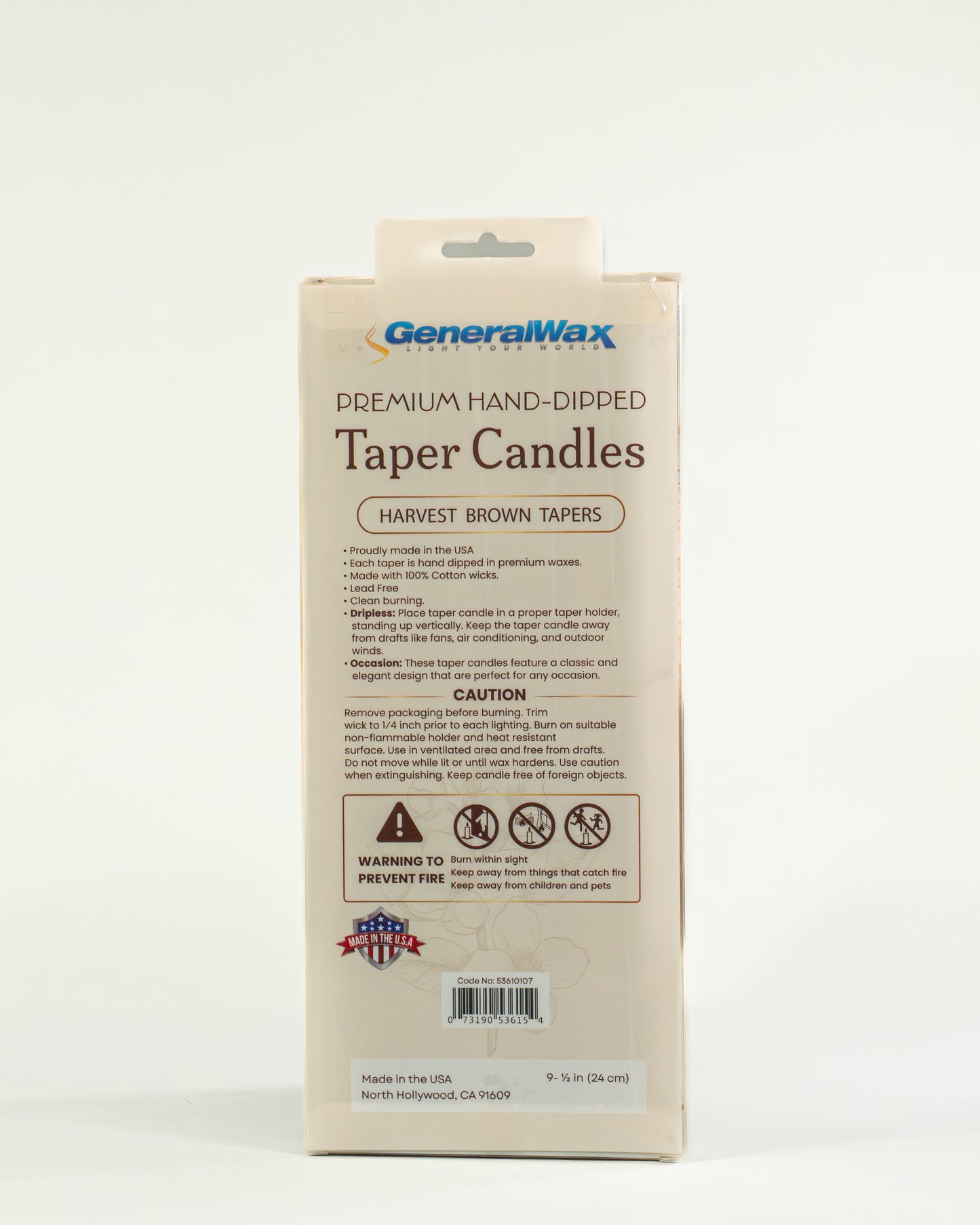 General Wax premium hand-dipped taper candles