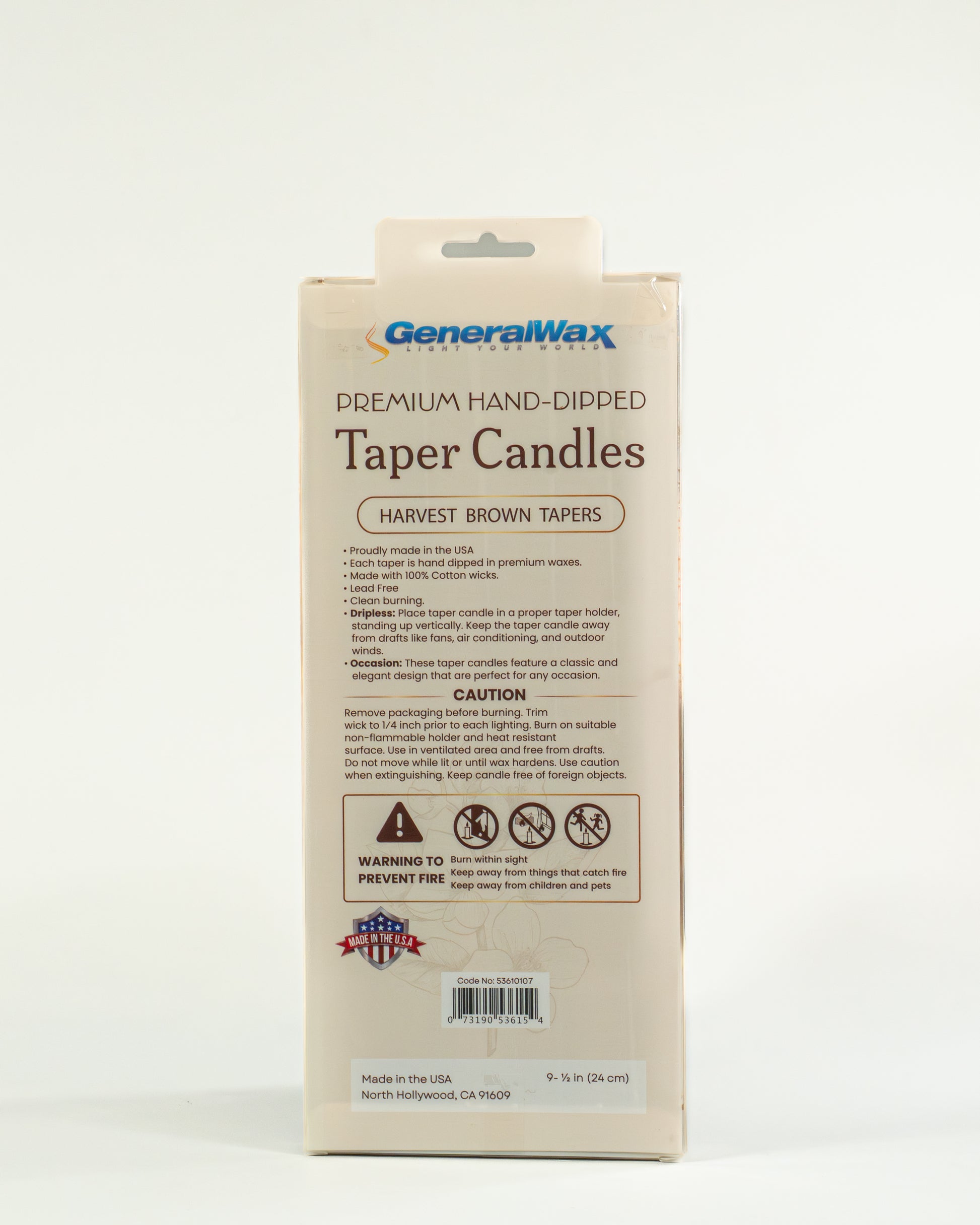 General Wax premium hand-dipped taper candles