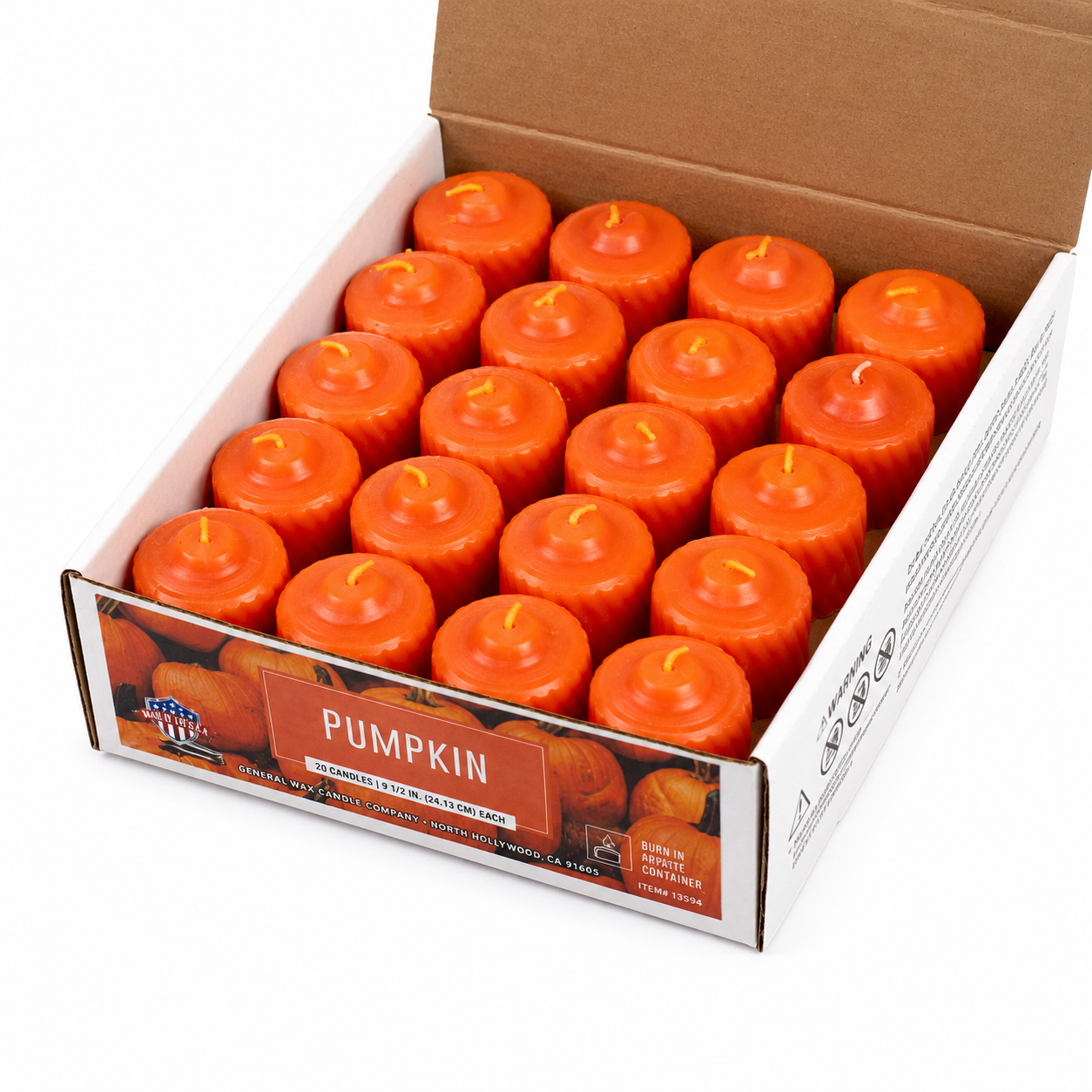 Orange Pumpkin Scented Votive Candle 15-Hour