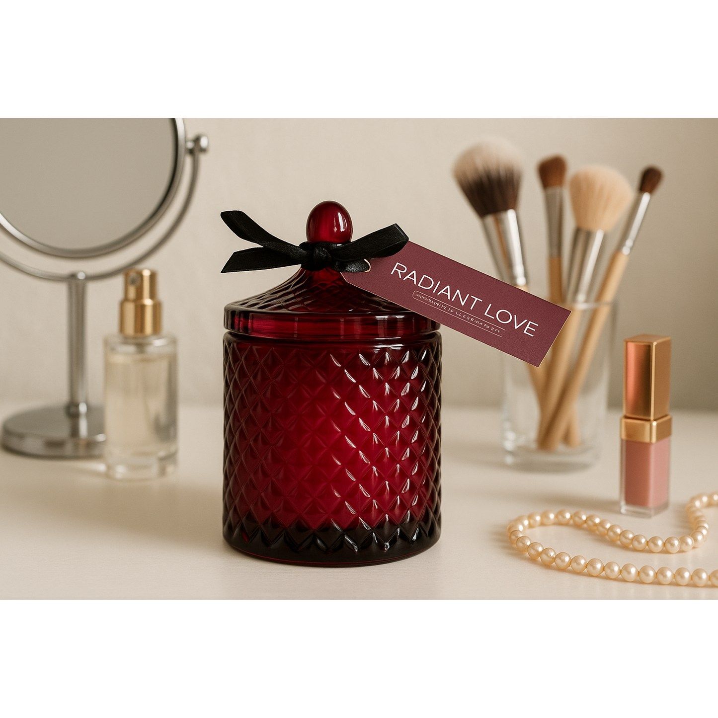 Radiant Love scented jar candle for home fragrance