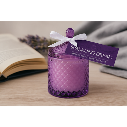 Relaxing lavender jar candle for aromatherapy