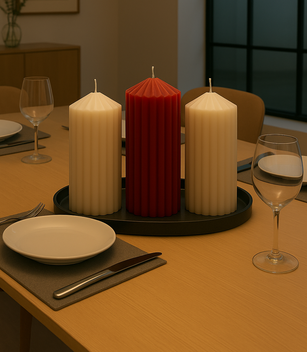 Pillar candles witth tray turned off