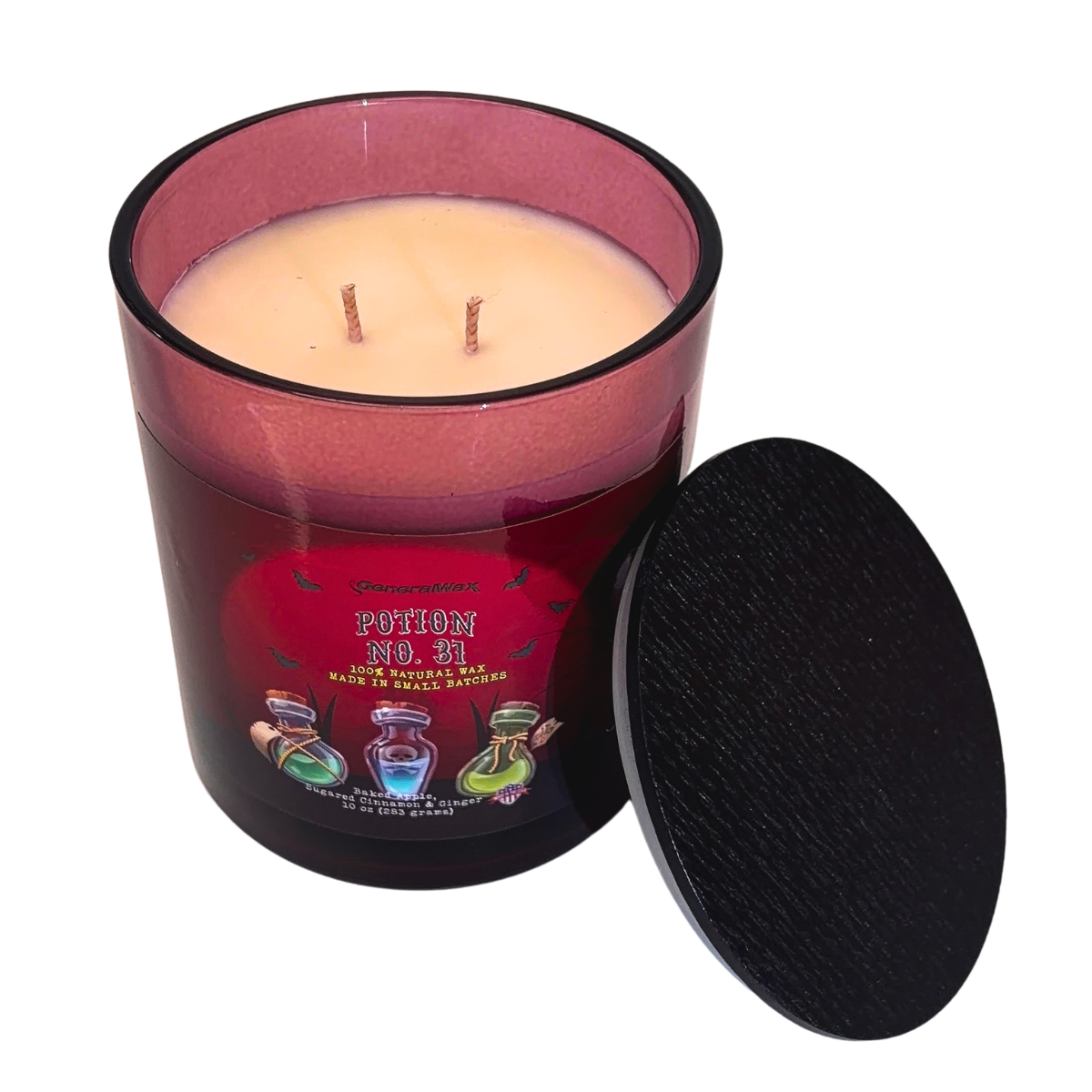 Potion No.31 scented candle in a Daring glass jar with Halloween potion bottle artwork