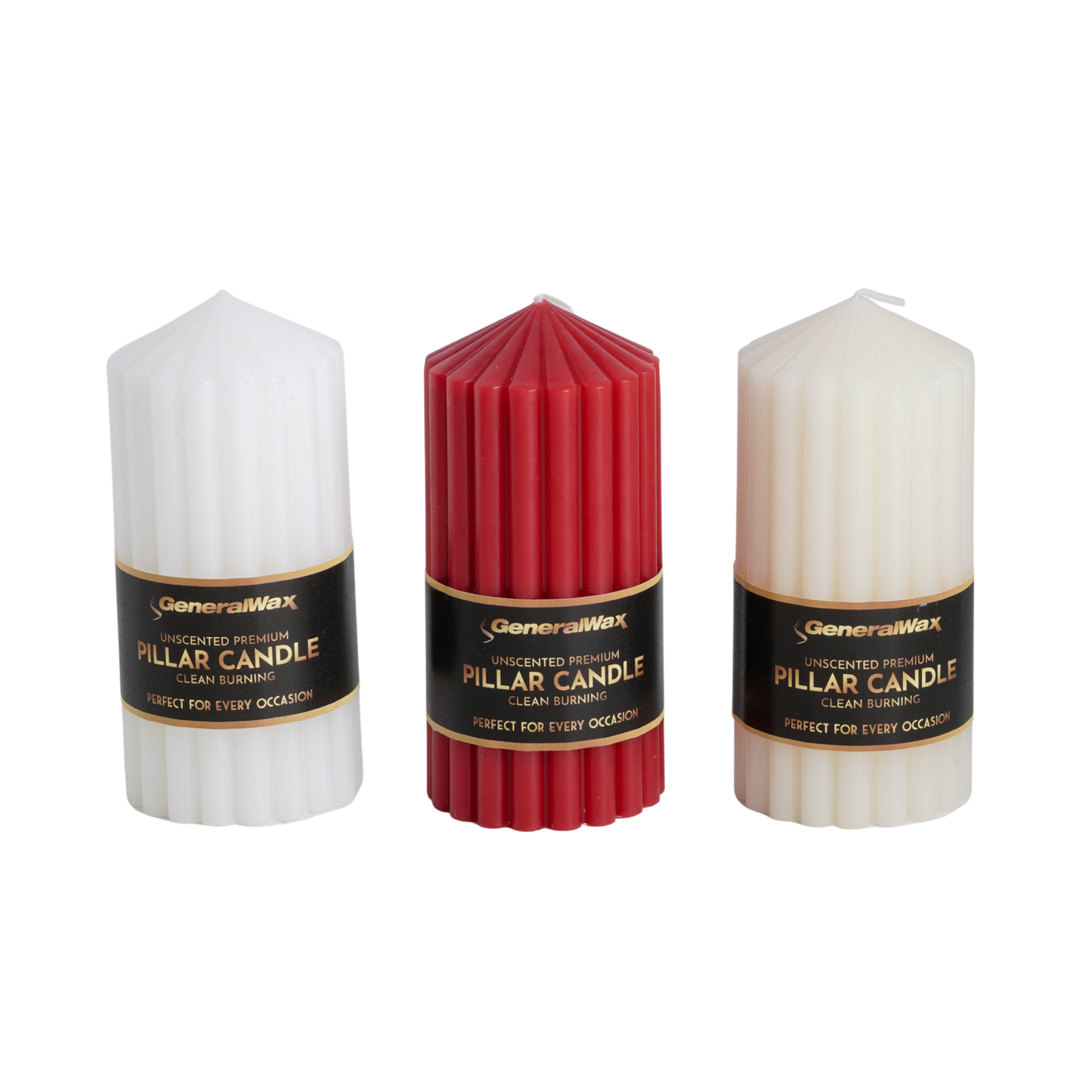 Premium Ribbed Pillar Candles