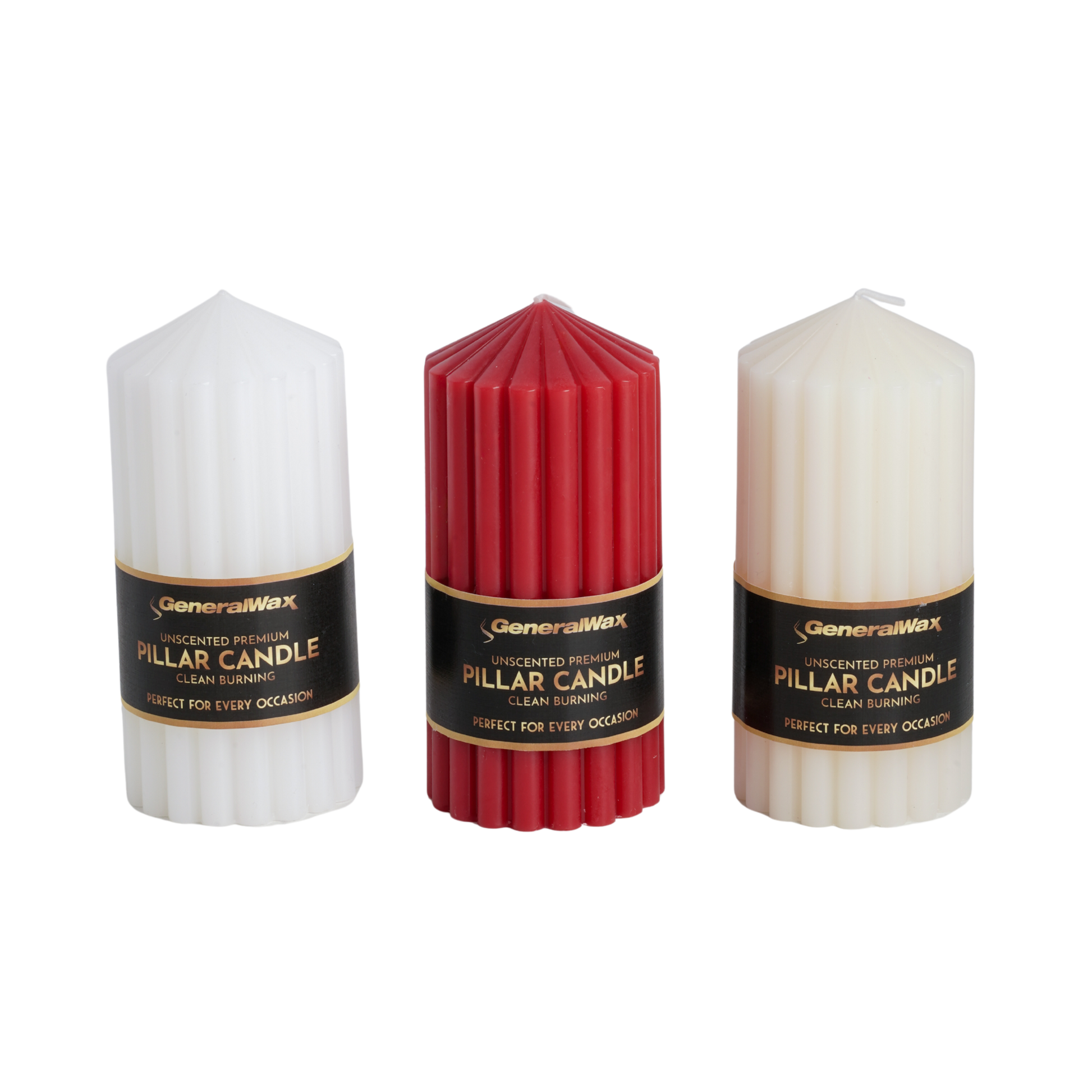 Premium Ribbed Pillar Candles