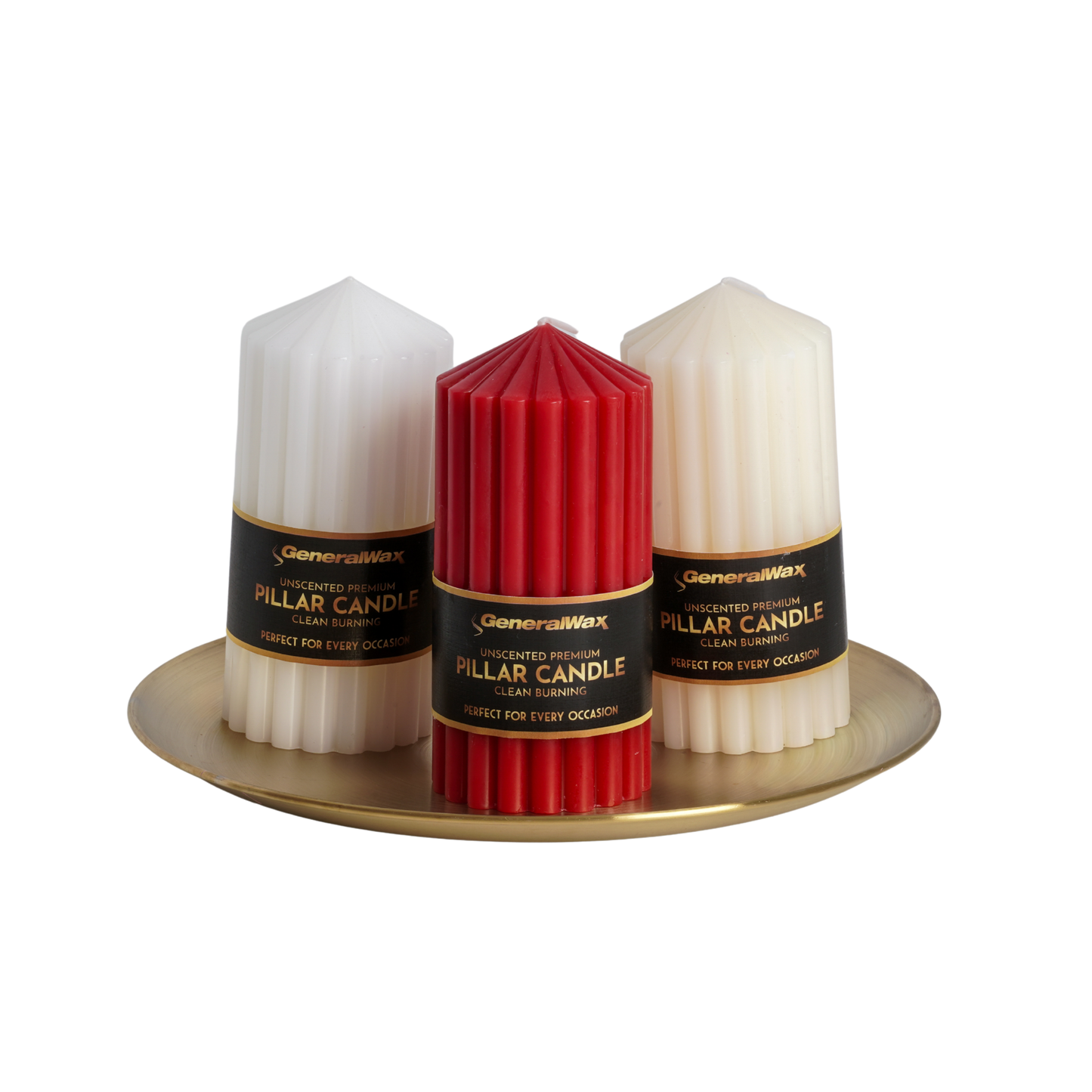 Premium Ribbed Unscented Pillar Candles