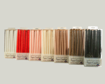 premium taper candles in various colors 