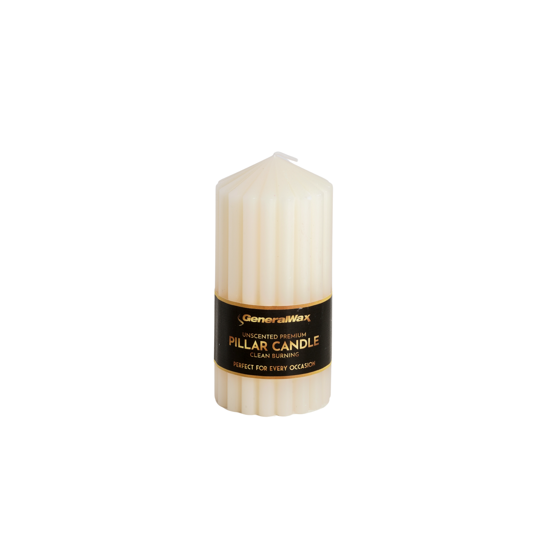  Premium Ribbed Ivory Pillar Candles