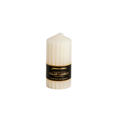  Premium Ribbed Ivory Pillar Candles