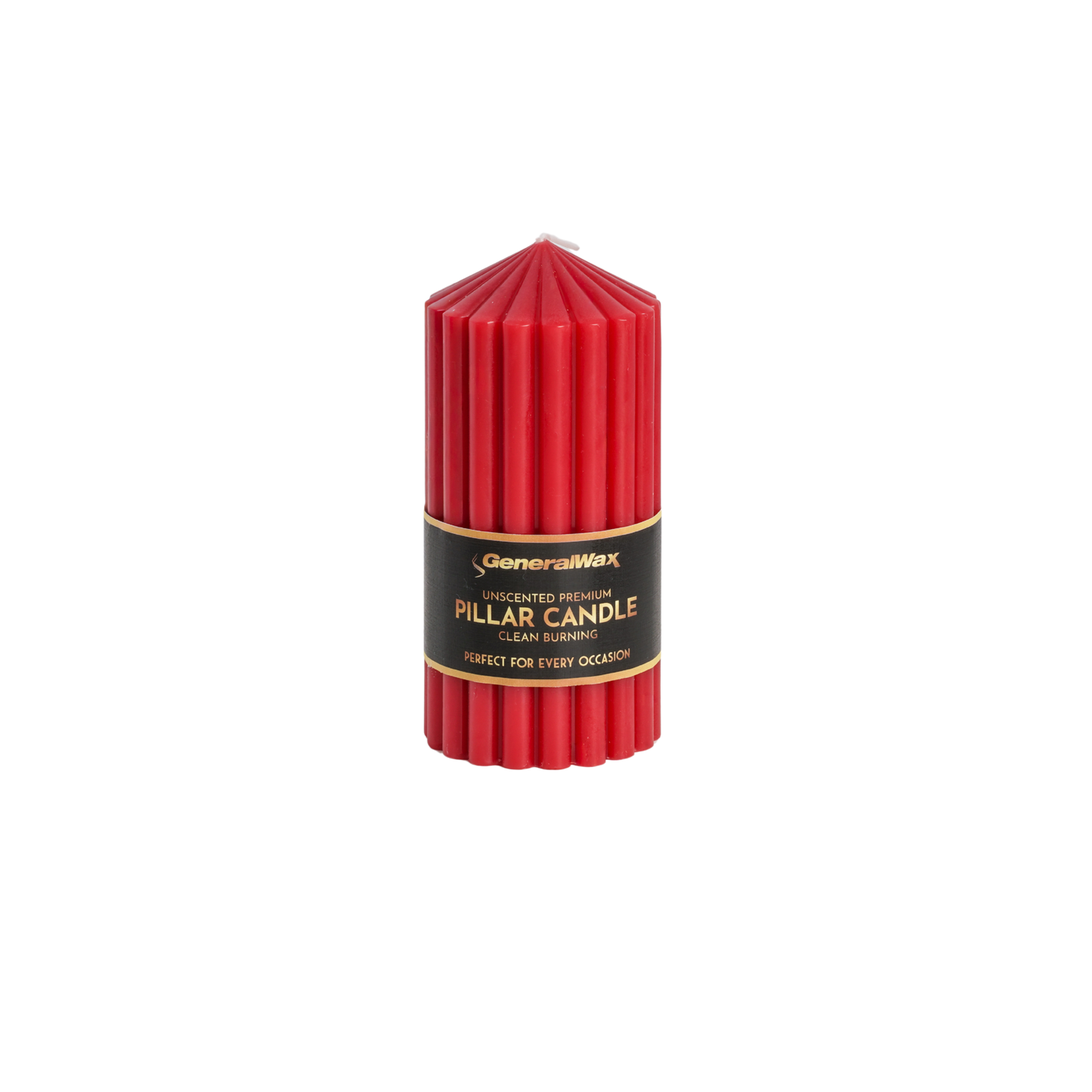 Wax Premium Ribbed Red Pillar Candles