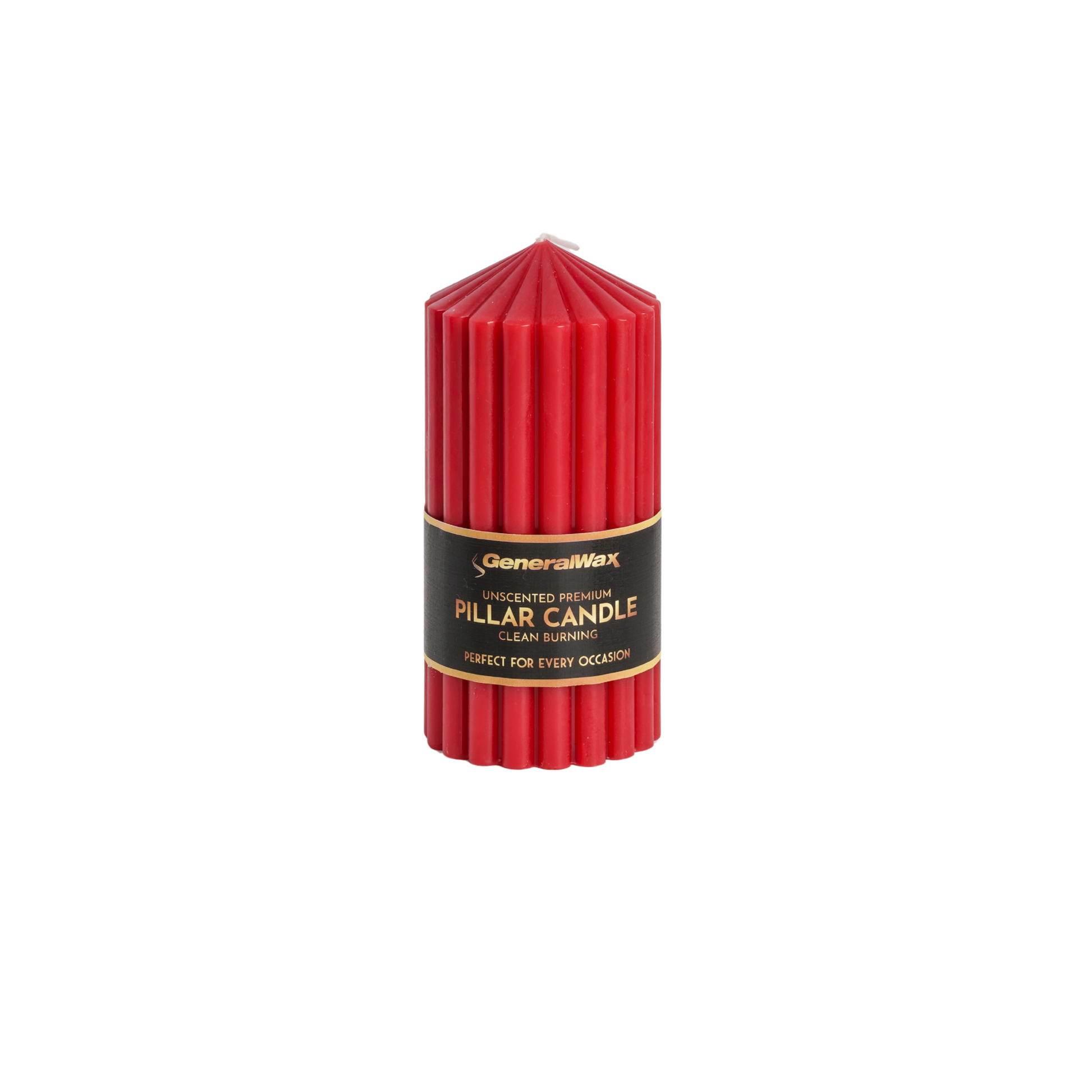 Wax Premium Ribbed Red Pillar Candles