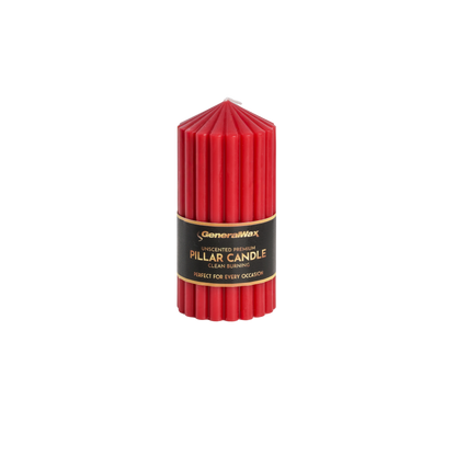 Wax Premium Ribbed Red Pillar Candles