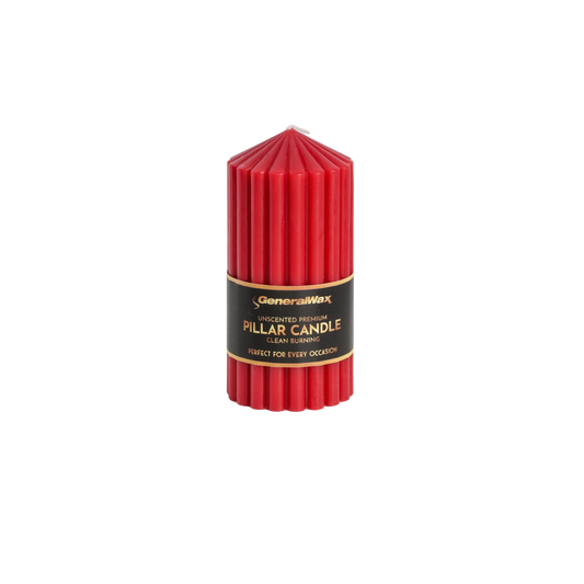 Wax Premium Ribbed Red Pillar Candles