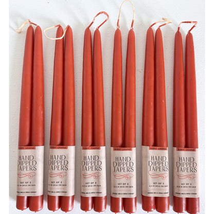 burnt orange taper candles for fall decor