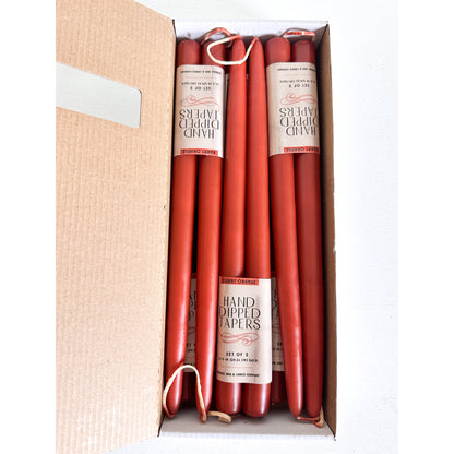 burnt orange unscented taper candles 12 inch