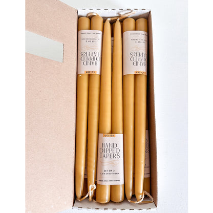 dripless golden taper candles for elegant decor