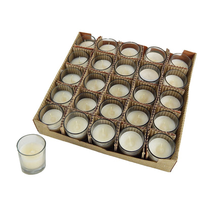 Filled GLASS VOTIVE CANDLES (25 Piece Tray)