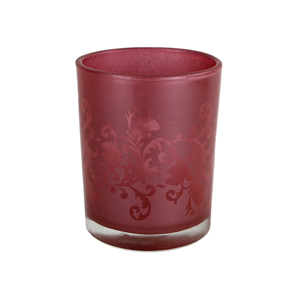 Glass Votive Candle Holder Rustic Red