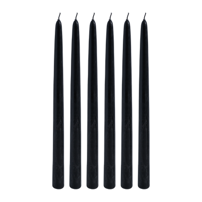 hand-dipped black taper candle 12 inch