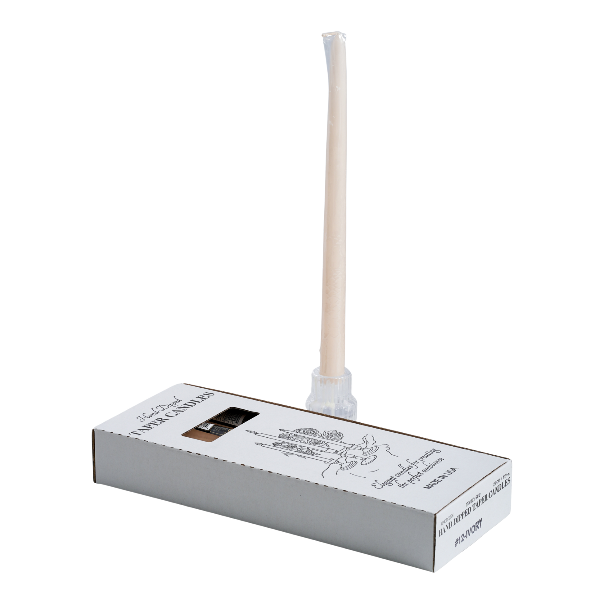 ivory taper candle 12 inch for weddings and events