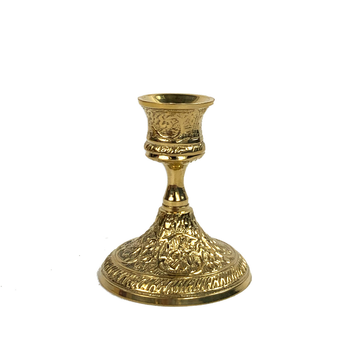 ORNATE BRASS TAPER HOLDER (Gold)