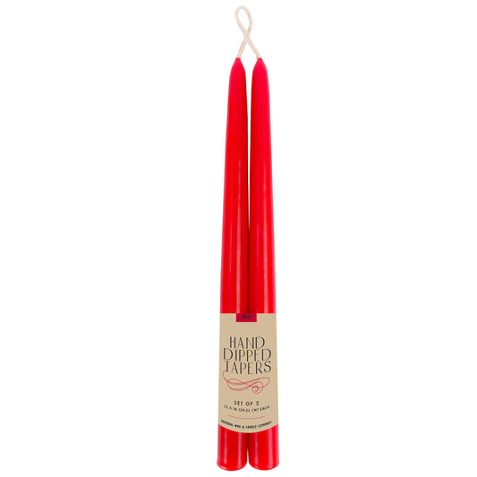 single wick hand dipped taper red