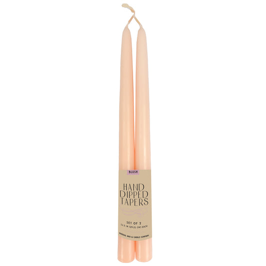 single wick hand dipped tapers blush